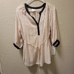 Motherhood Maternity 3/4 Sleeve Blouse Nude With Black Trim Size Medium